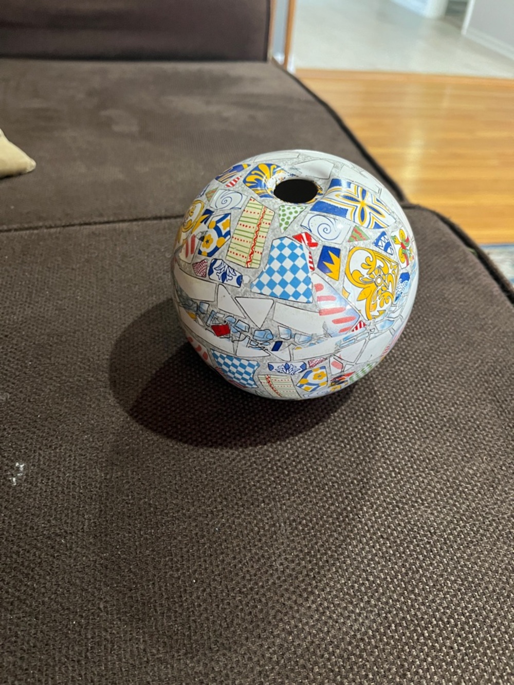 Decorative Ceramic Globe Vase Multicolor. Antoni Gaudí Style Mosaic Globe Vase